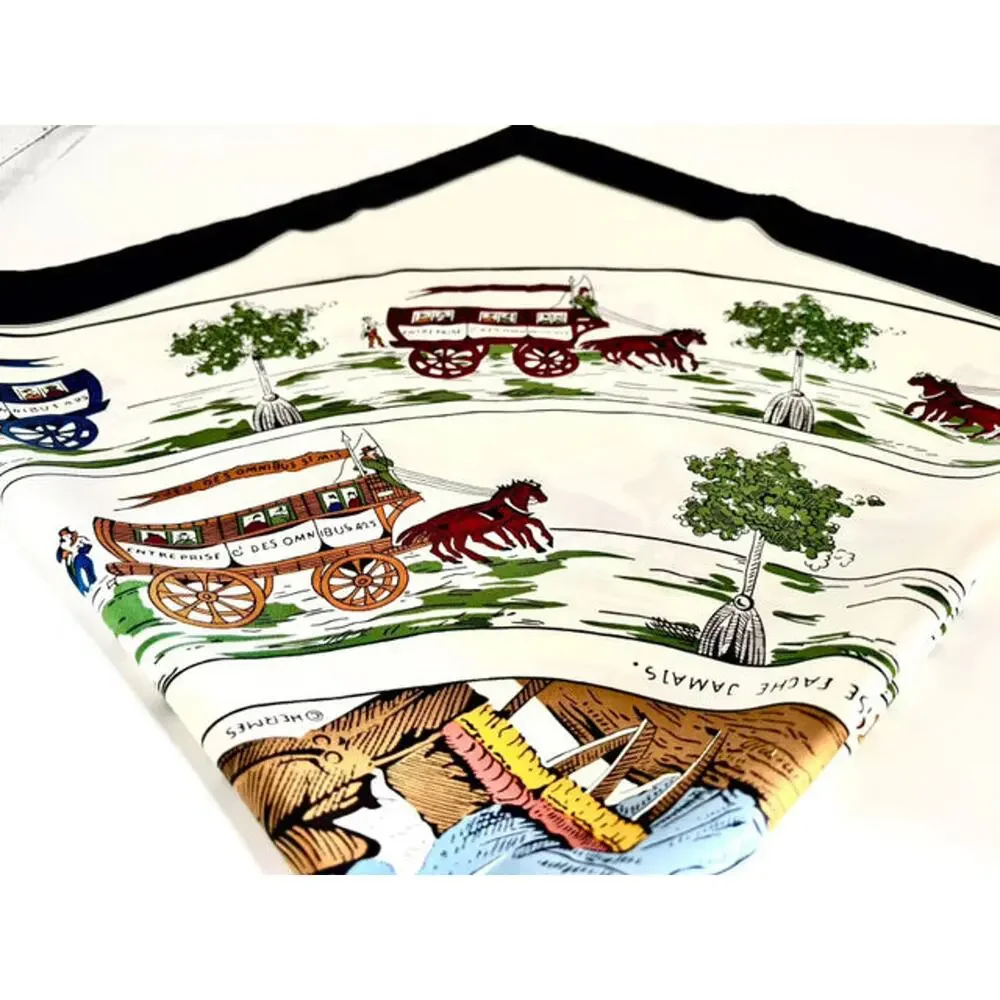 6494 - Hermes Jeu des Omnibus et Dames Blanches Silk Carre 90 - Picture 10 of 15